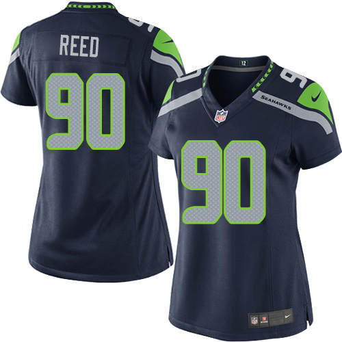 Women's Elite Jarran Reed Nike Jersey Navy Blue Home - #90 NFL Seattle Seahawks